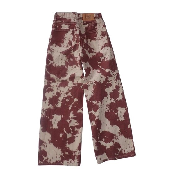 Urban Outfitters BDG High Waist Wide Leg Denim Pants Size 24 Cow Print Brown - Picture 3 of 6